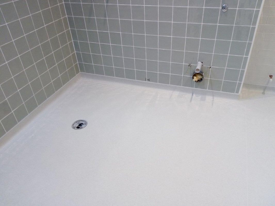 White slip-resistant wet-room safety floor Shaun fitted in Gloucester